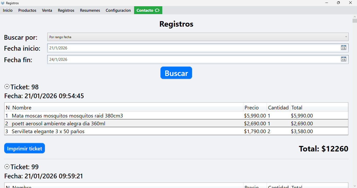Historial de Ventas y Registros en GestionGratis